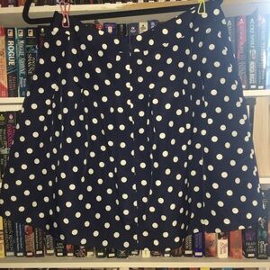 J Crew navy Polkadot skater skirt